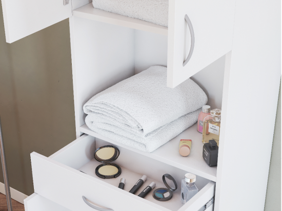 Vente Unique Colonne De Salle De Bain Sur Pied - 180 Cm - Blanc - MINELA