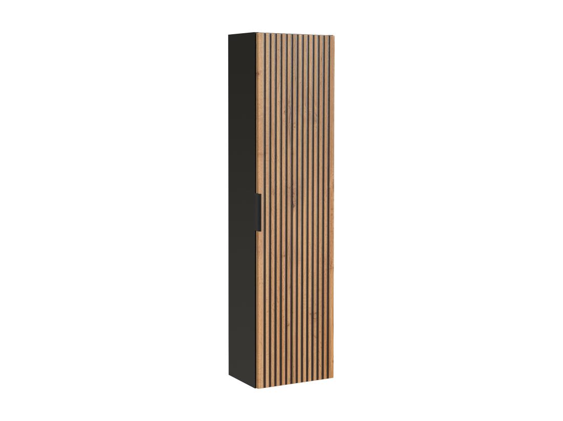 Vente Unique Colonne De Salle De Bain Suspendue - Naturel Clair Et Noir - H140 Cm - MADELA