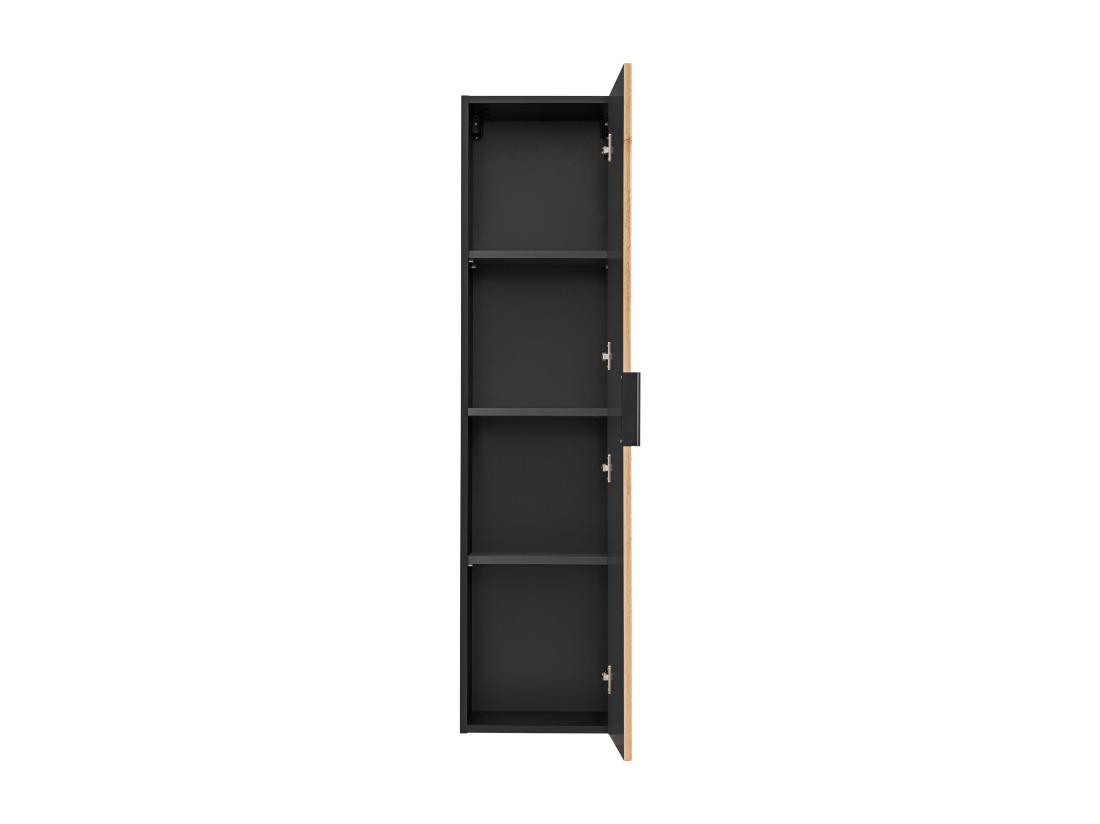 Vente Unique Colonne De Salle De Bain Suspendue - Naturel Clair Et Noir - H140 Cm - MADELA