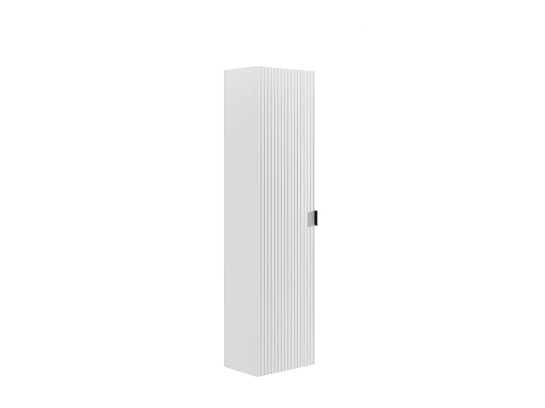 Vente Unique Colonne De Salle De Bain Suspendue Striée - Blanc Mat - H140 Cm - ZEVINI