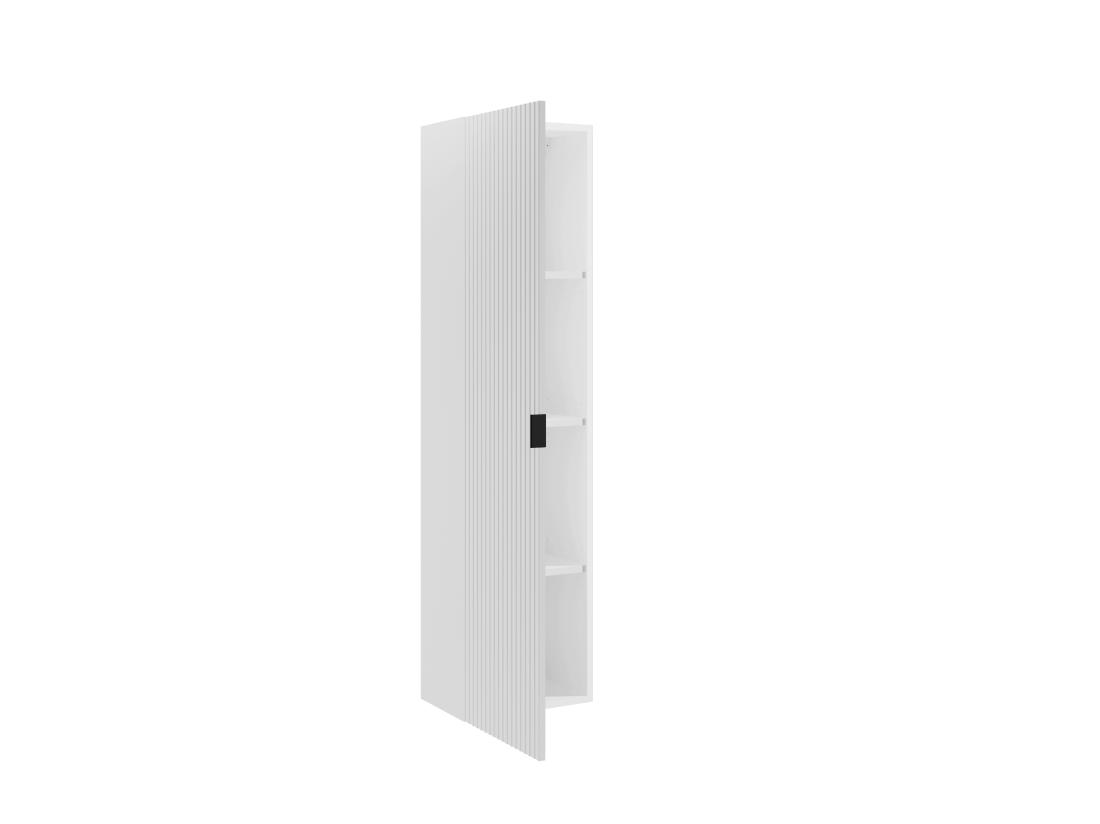 Vente Unique Colonne De Salle De Bain Suspendue Striée - Blanc Mat - H140 Cm - ZEVINI