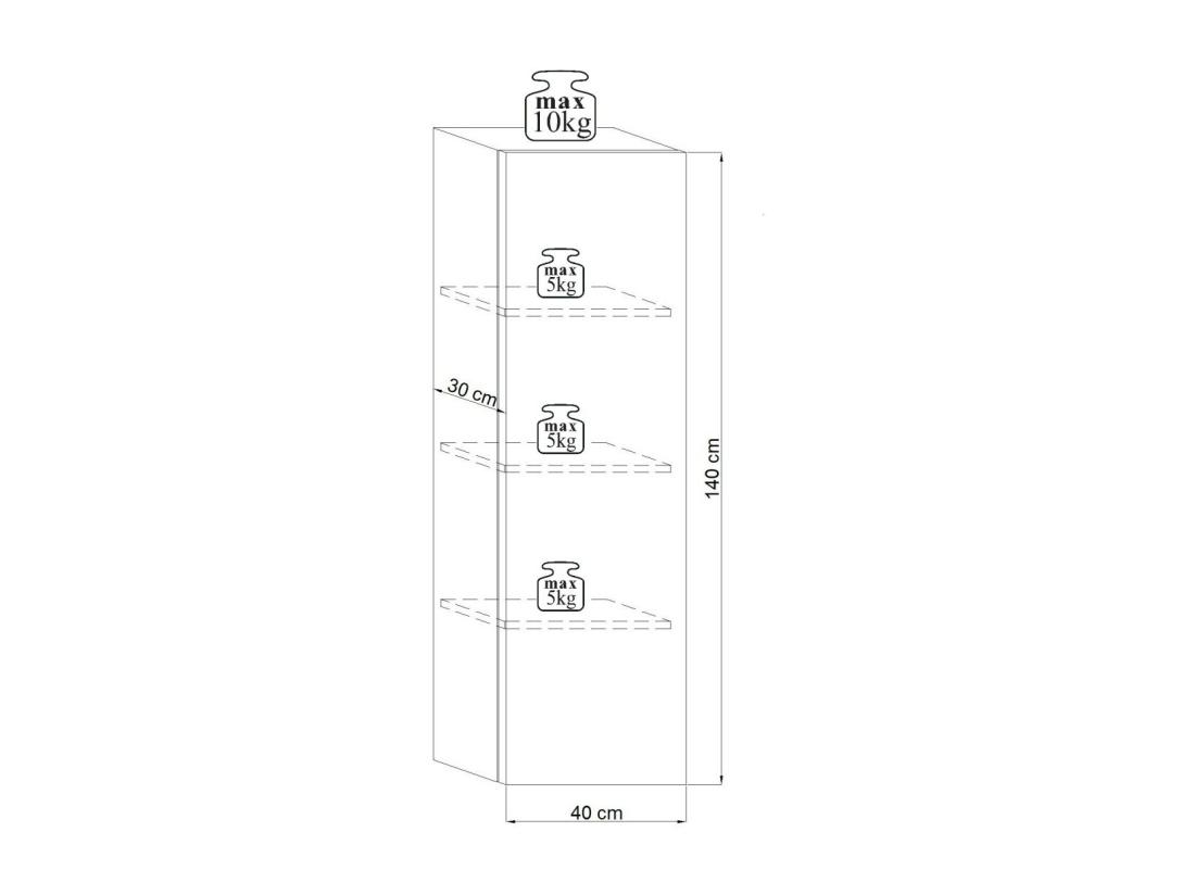 Vente Unique Colonne Suspendu Design NEVER 1 Porte 40cm Chêne Clair