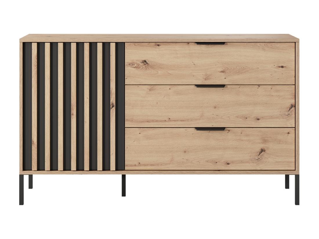 Vente Unique Commode 1 Porte Et 3 Tiroirs - Coloris : Naturel Et Noir - ARIADA