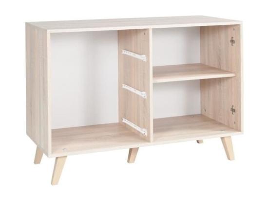 Vente Unique Commode 1 Porte Et 3 Tiroirs MALMO Coloris Chêne Clair Et Blanc
