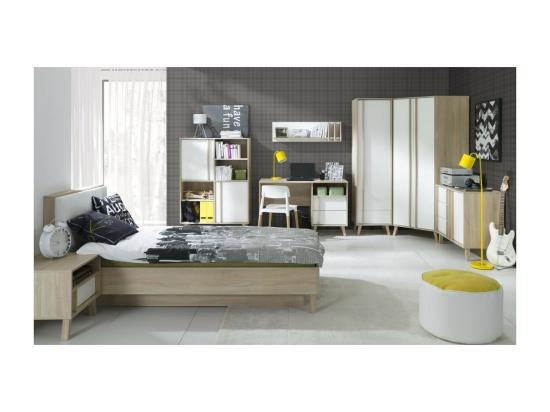 Vente Unique Commode 1 Porte Et 3 Tiroirs MALMO Coloris Chêne Clair Et Blanc