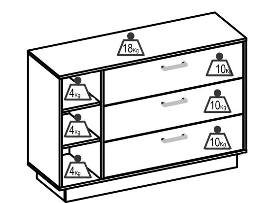 Vente Unique Commode 3 Tiroirs Et 3 Niches - Coloris : Naturel Et Anthracite - LEANDRE