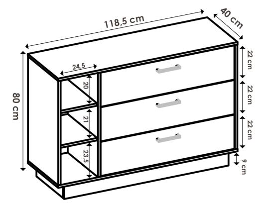 Vente Unique Commode 3 Tiroirs Et 3 Niches - Coloris : Naturel Et Blanc - LEANDRE