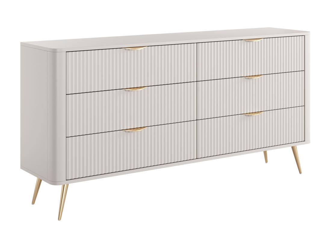 Vente Unique Commode 6 Tiroirs - Beige Et Doré - ELONARIA II De Pascal Morabito