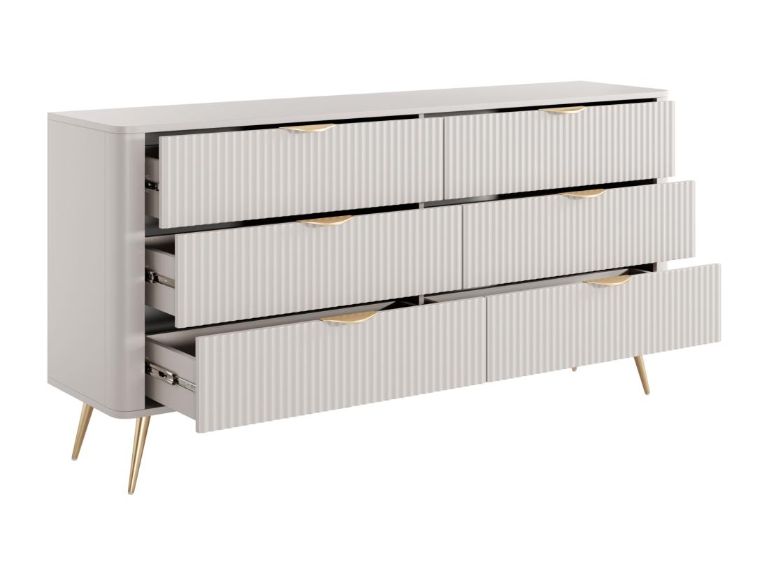 Vente Unique Commode 6 Tiroirs - Beige Et Doré - ELONARIA II De Pascal Morabito
