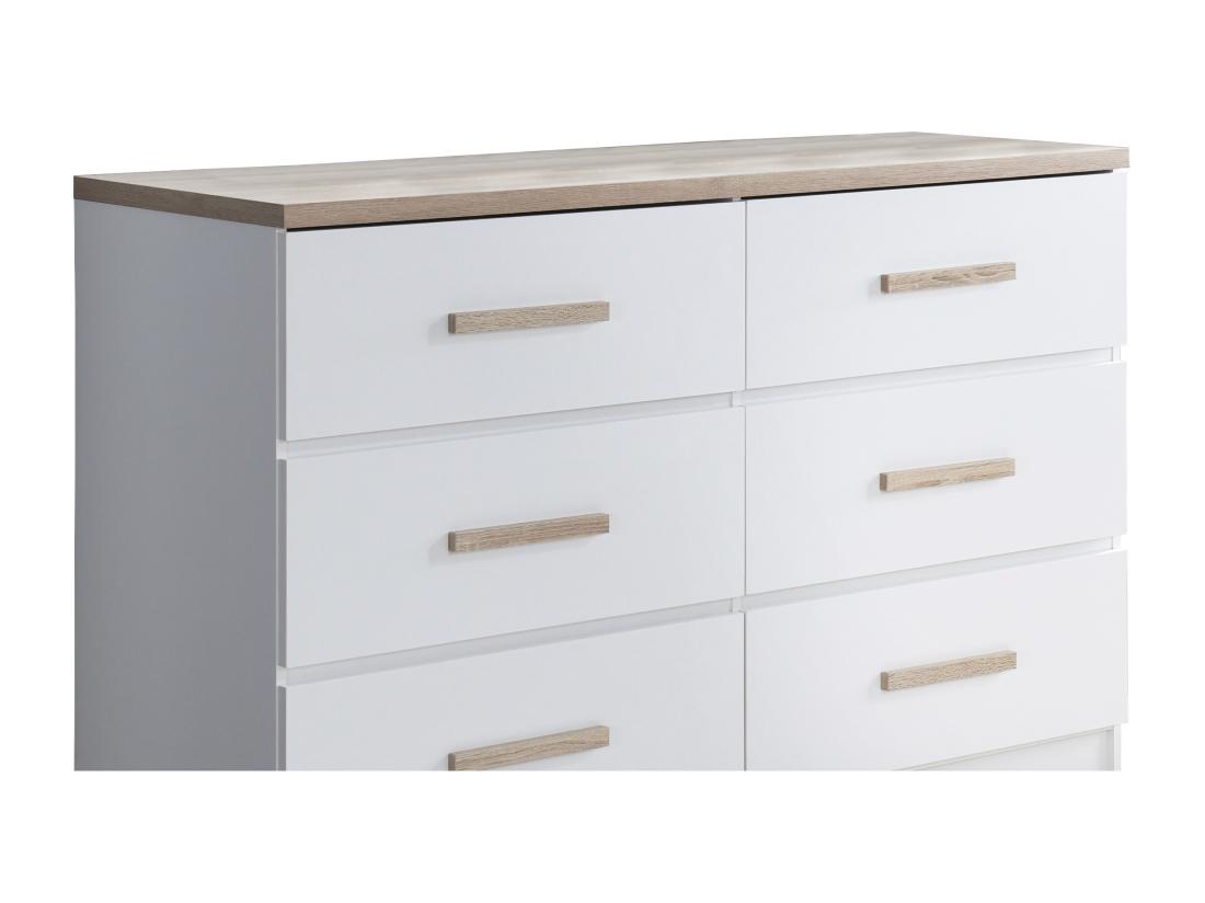 Vente Unique Commode 6 Tiroirs - Blanc Et Naturel - SKAIDO
