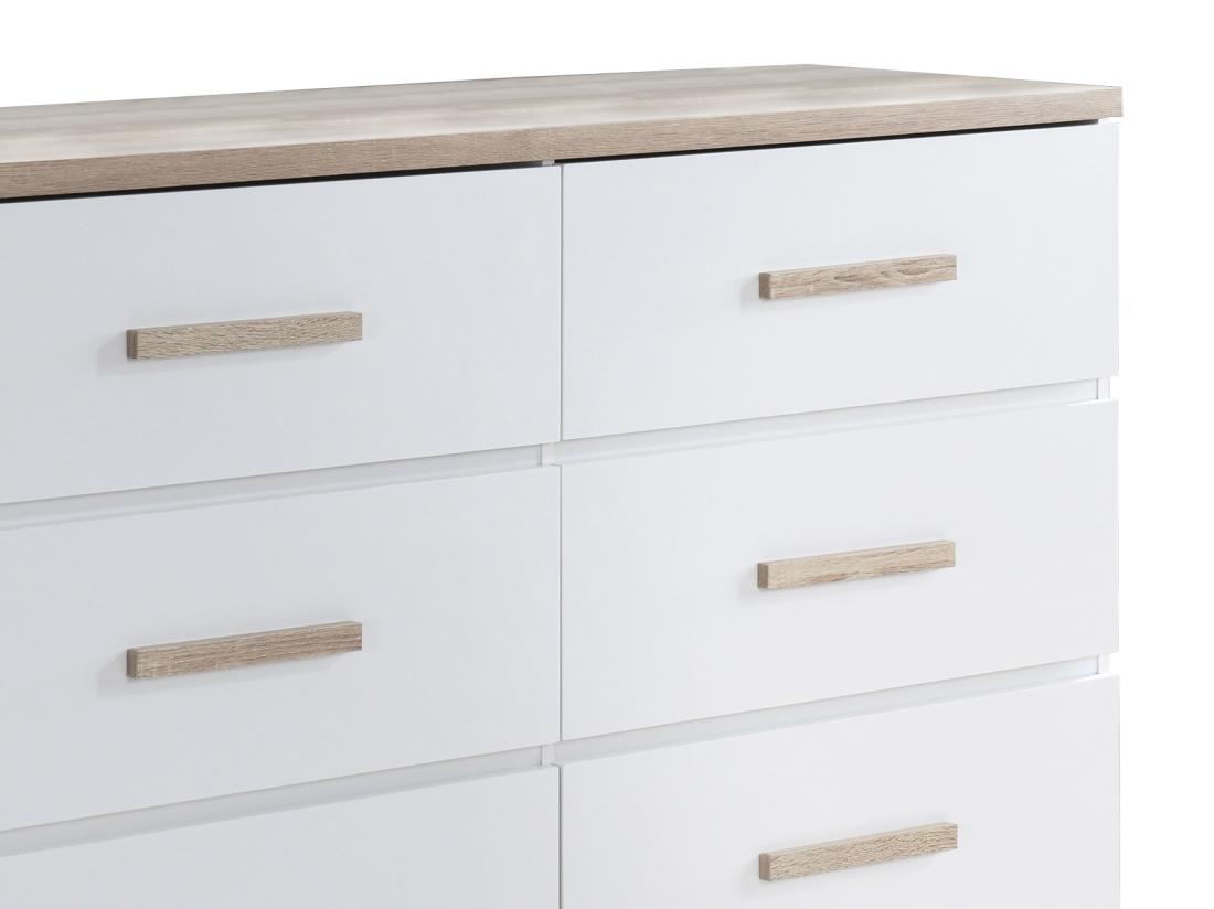 Vente Unique Commode 6 Tiroirs - Blanc Et Naturel - SKAIDO