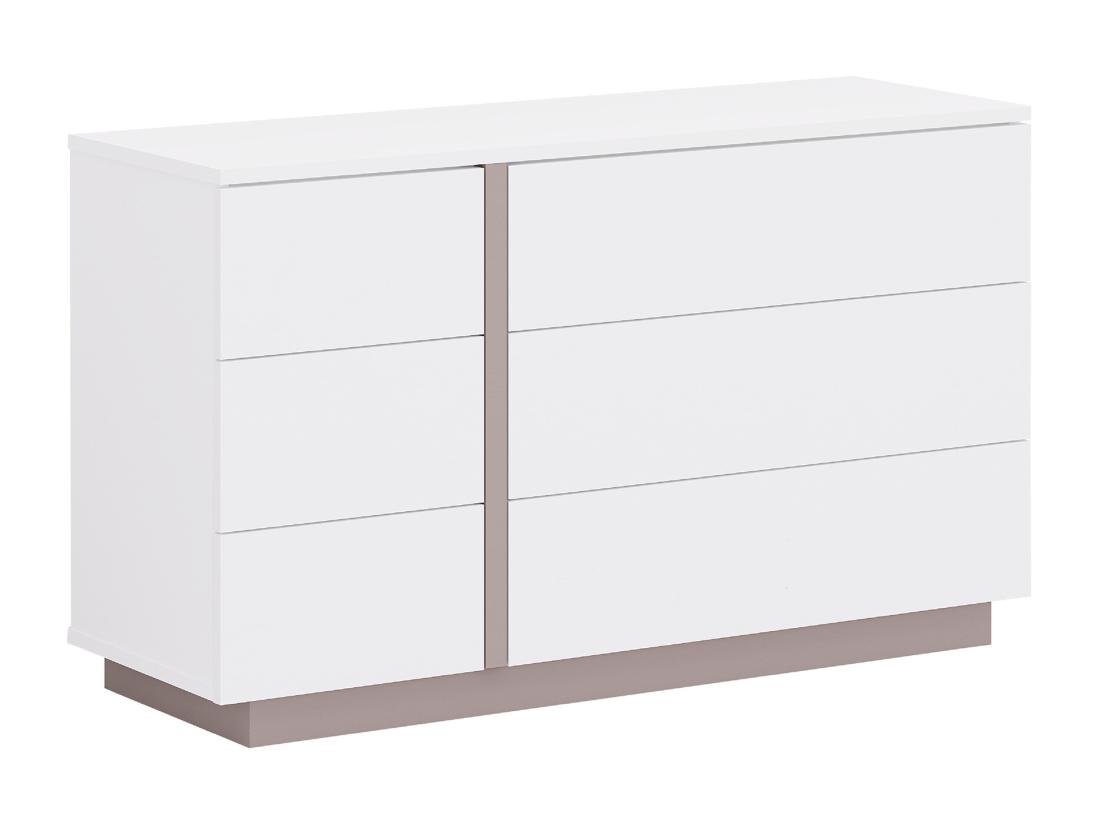 Vente Unique Commode 6 Tiroirs - Blanc Et Taupe - NAPOLI II