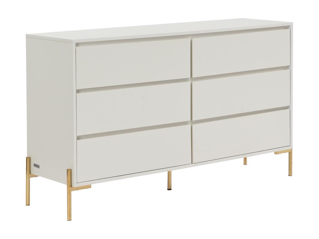 Vente Unique Commode 6 Tiroirs - MDF Et Métal - Beige Et Doré - KORASA De Pascal Morabito