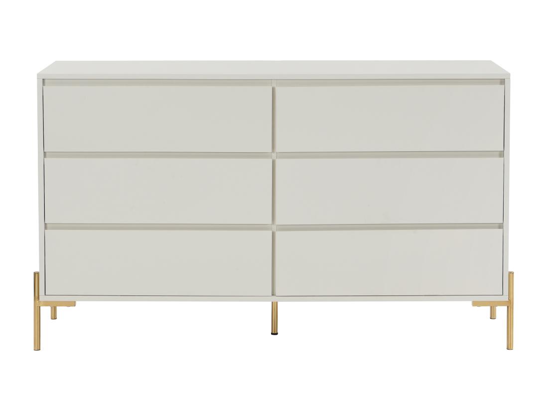 Vente Unique Commode 6 Tiroirs - MDF Et Métal - Beige Et Doré - KORASA De Pascal Morabito