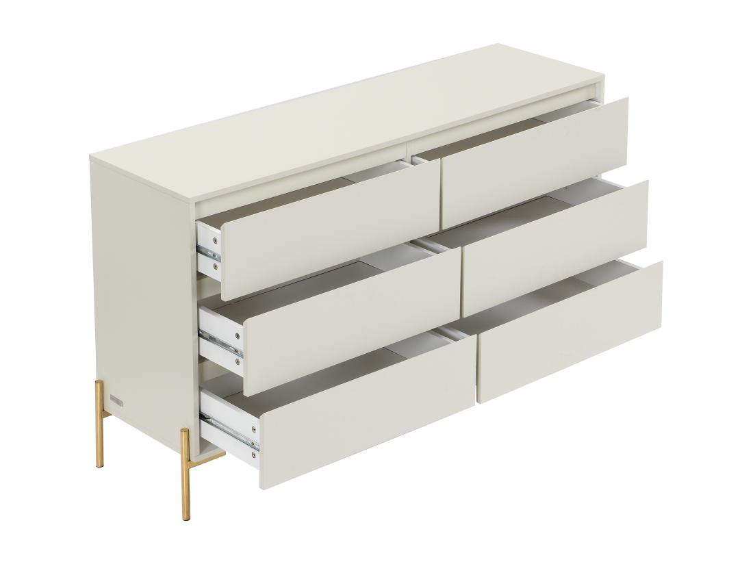 Vente Unique Commode 6 Tiroirs - MDF Et Métal - Beige Et Doré - KORASA De Pascal Morabito