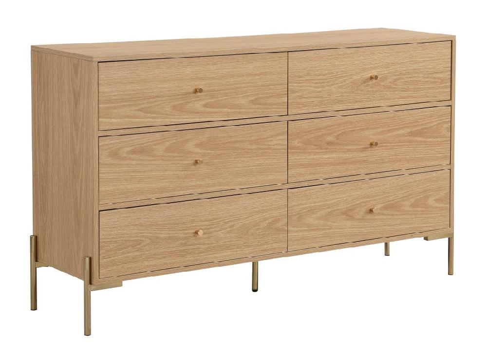Vente Unique Commode 6 Tiroirs - MDF Et Métal - Coloris : Naturel Et Doré - MILAVIA De Pascal Morabito