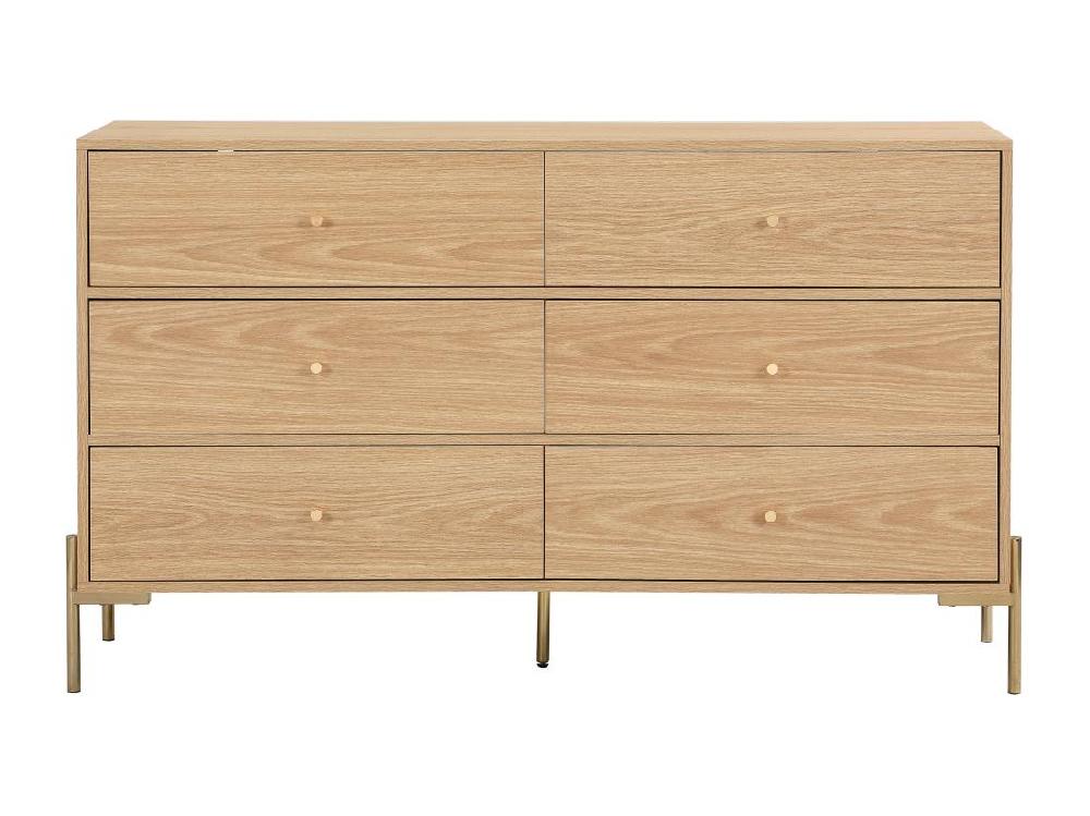 Vente Unique Commode 6 Tiroirs - MDF Et Métal - Coloris : Naturel Et Doré - MILAVIA De Pascal Morabito