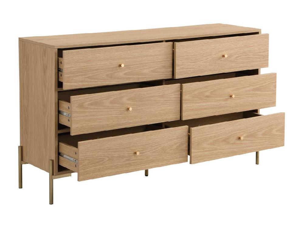 Vente Unique Commode 6 Tiroirs - MDF Et Métal - Coloris : Naturel Et Doré - MILAVIA De Pascal Morabito