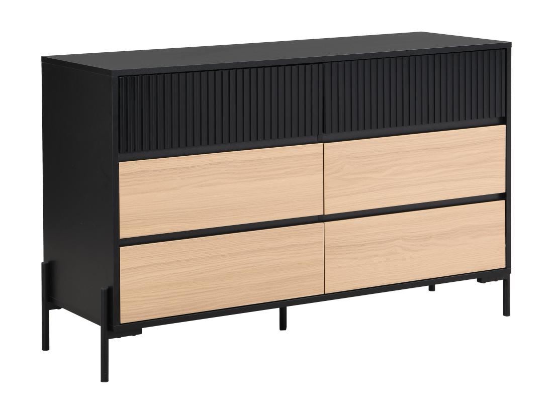 Vente Unique Commode 6 Tiroirs - Noir Et Naturel Clair - GLARODI