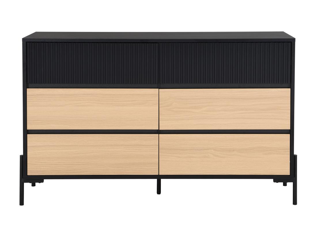 Vente Unique Commode 6 Tiroirs - Noir Et Naturel Clair - GLARODI