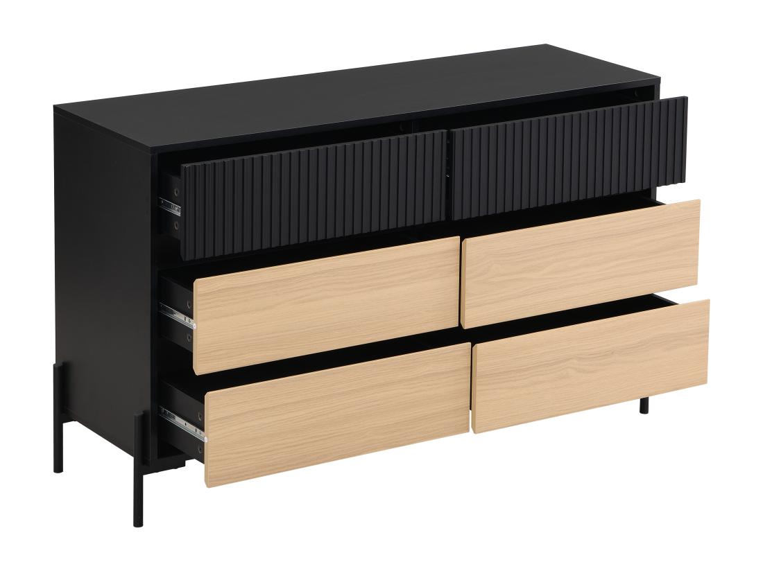 Vente Unique Commode 6 Tiroirs - Noir Et Naturel Clair - GLARODI