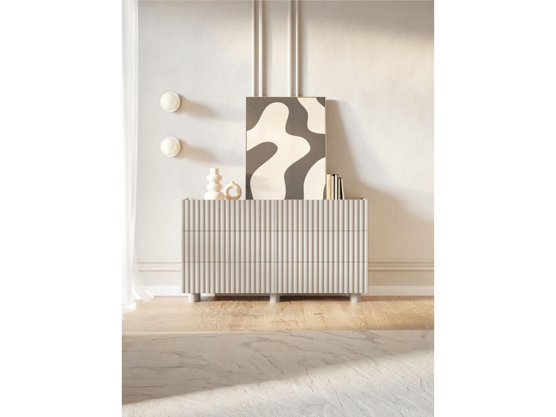 Vente Unique Commode à Six Tiroirs - 147 Cm - Grège - FIORRA