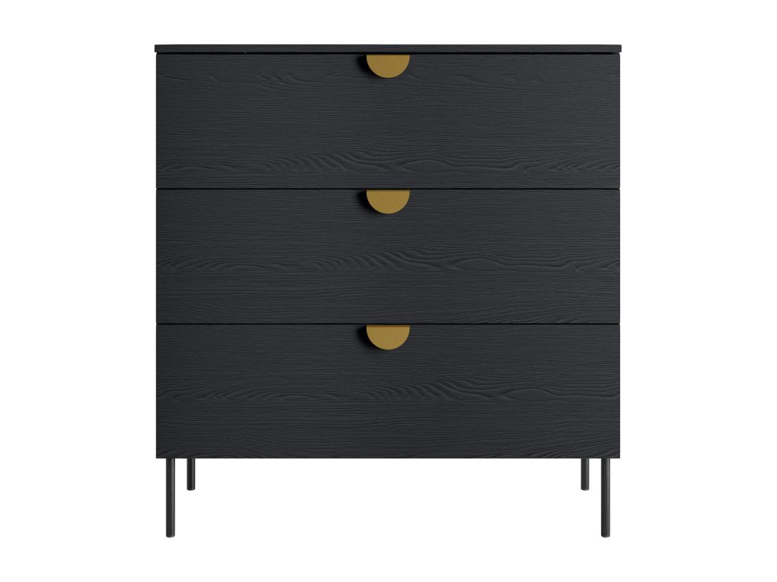 Vente Unique Commode Avec 3 Tiroirs - Noir Et Doré - NATANIEL