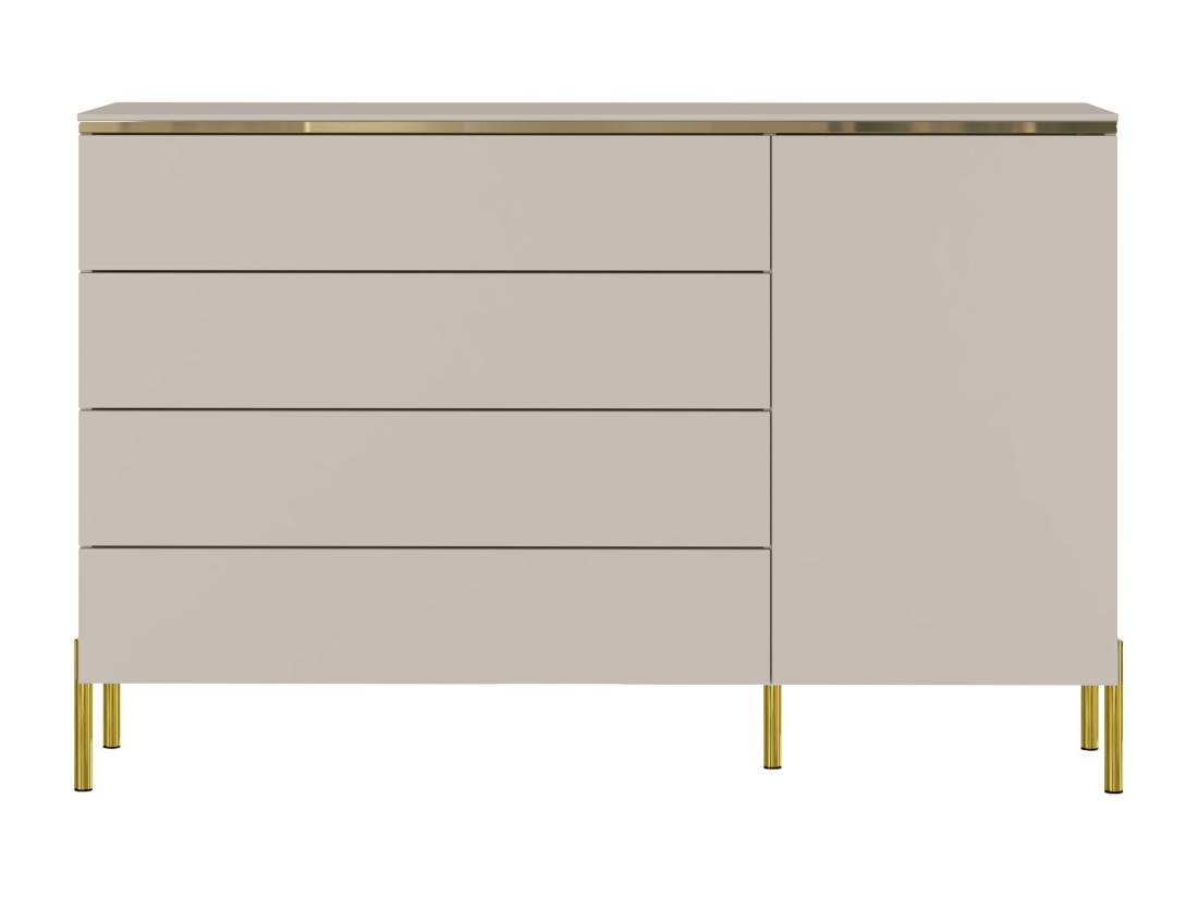 Vente Unique Commode Avec 4 Tiroirs Et 1 Porte - Beige Et Doré - VUKIA De Pascal Morabito