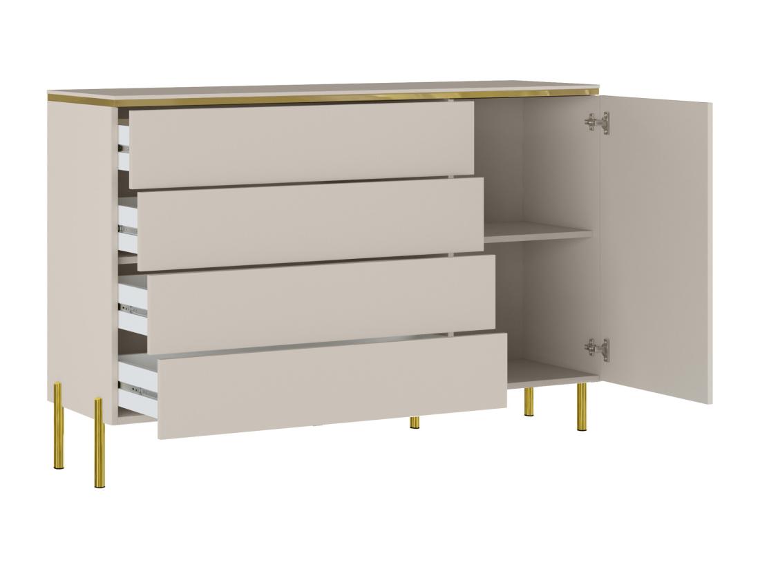 Vente Unique Commode Avec 4 Tiroirs Et 1 Porte - Beige Et Doré - VUKIA De Pascal Morabito