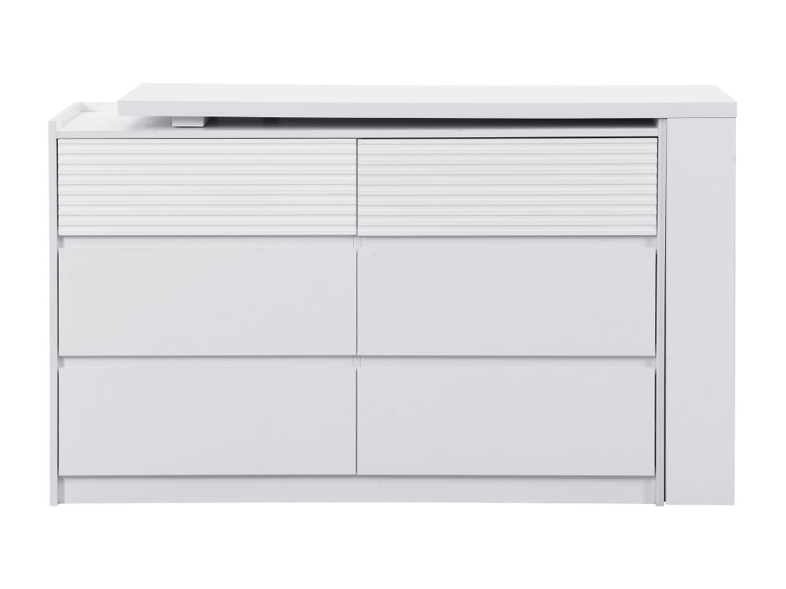 Vente Unique Commode Coiffeuse 6 Tiroirs Et 3 Niches - Blanc - BOPANIA