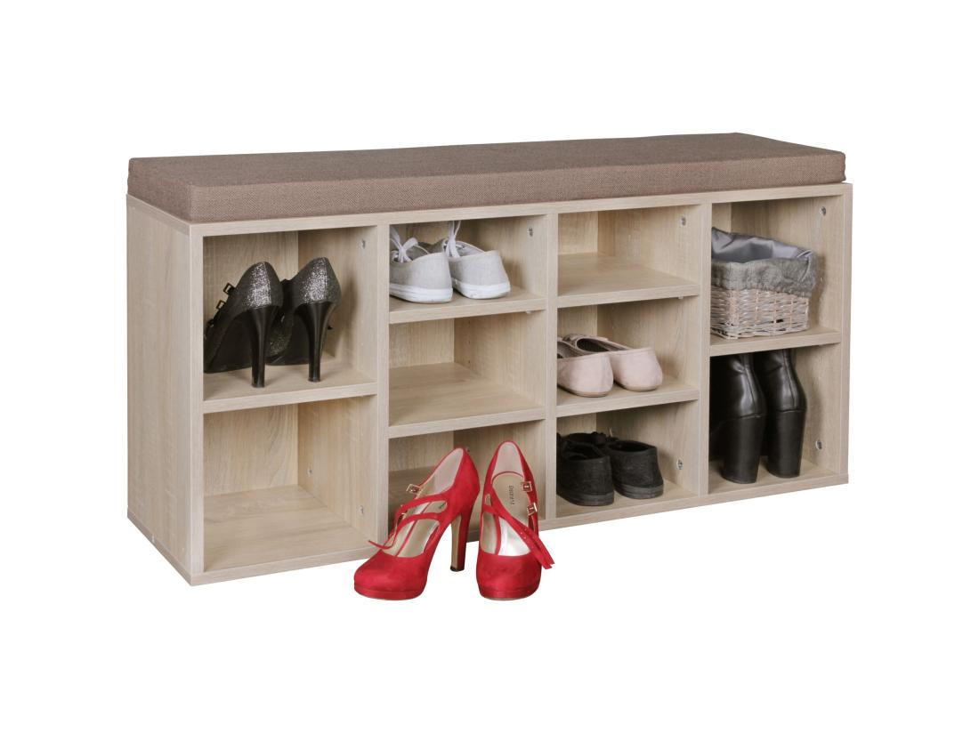 Vente Unique Commode De Chaussures Bois 103 5x53x30cm Banque De Chaussures 10 Paires