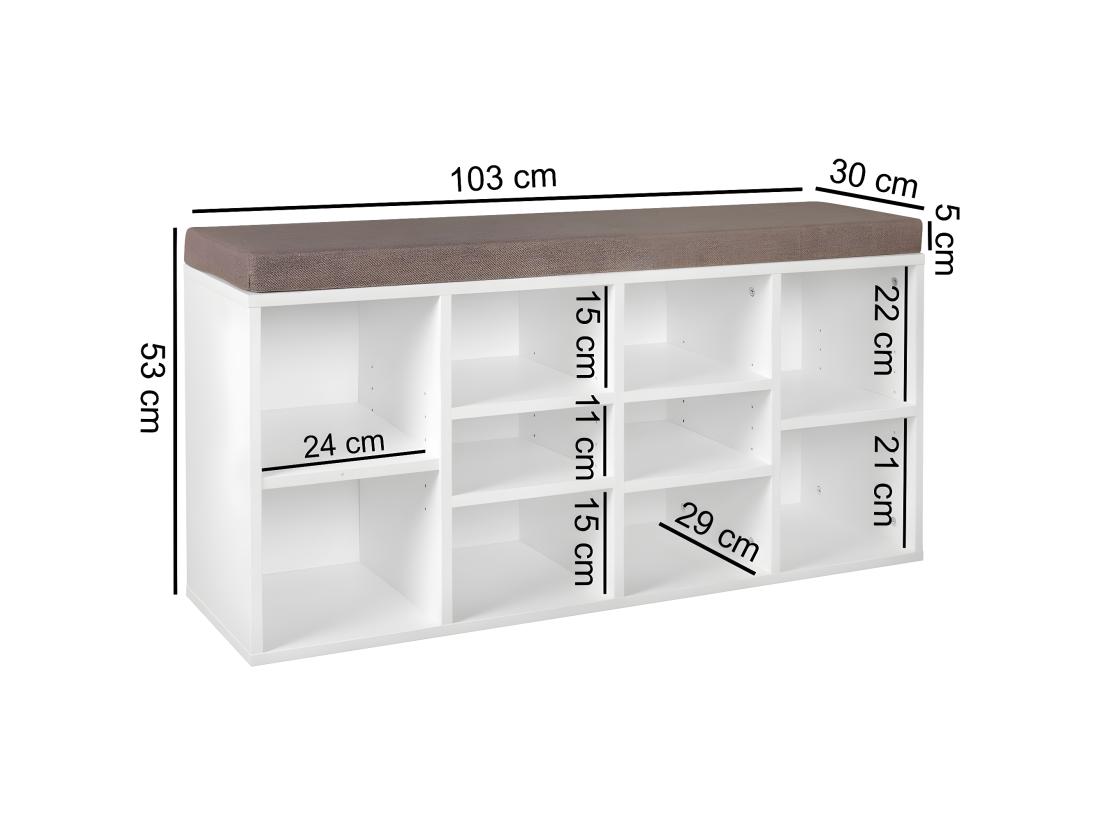 Vente Unique Commode De Chaussures Bois 103 5x53x30cm Banque De Chaussures 10 Paires