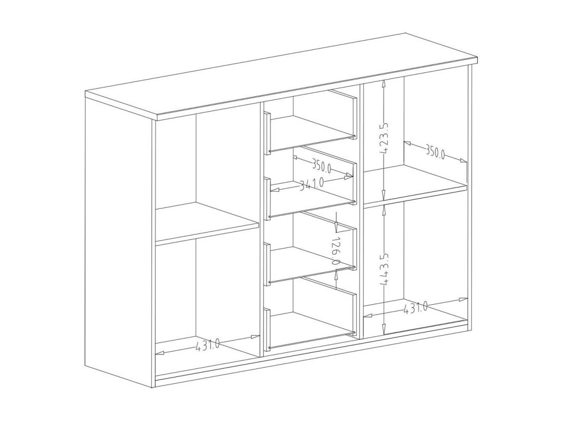 Vente Unique Commode Design 2 Portes Et 4 Tiroirs – 130 Cm – Chêne Foncé Et Noir – Collection FOX