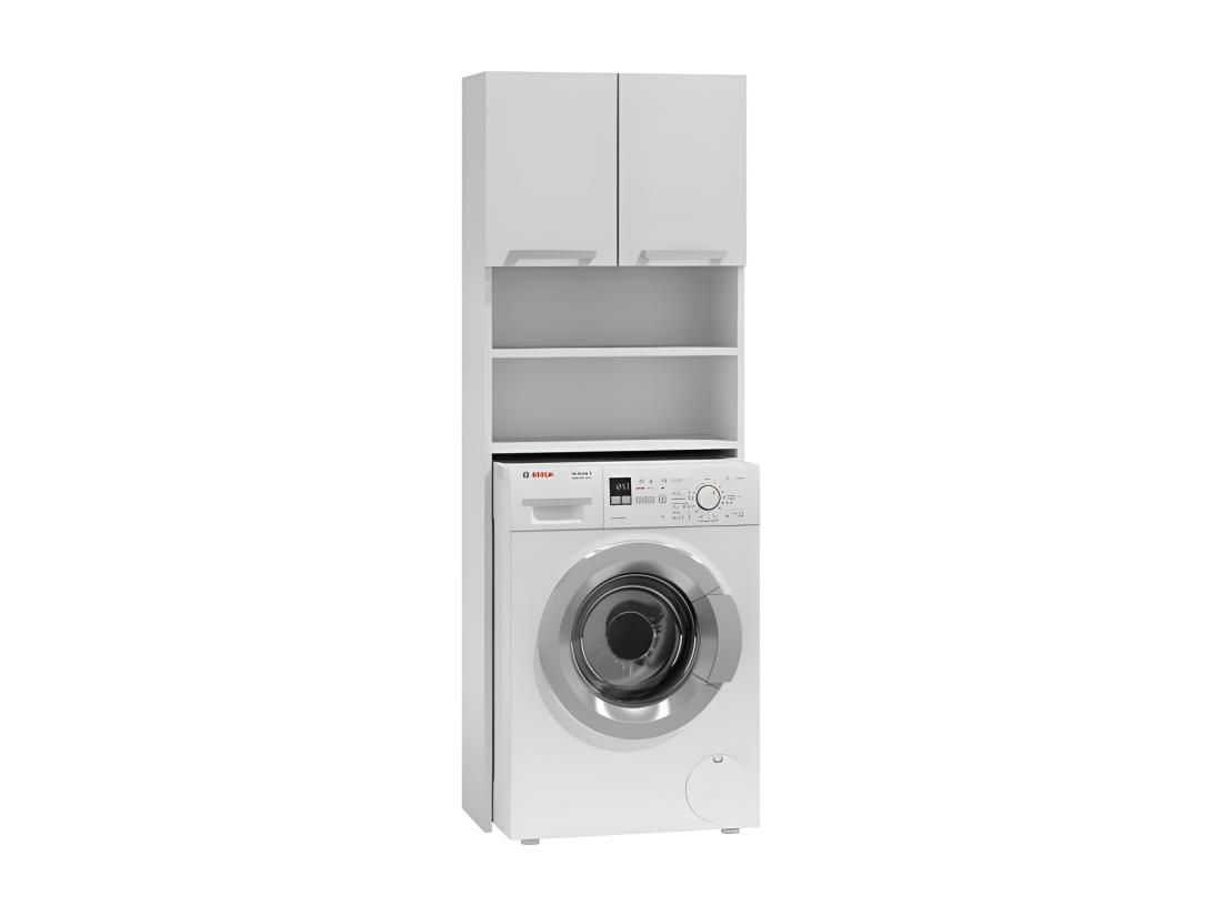 Vente Unique COMO - Meuble Pour Machine à Laver - 64x183x30cm - Rangement Espace Buanderie Lave Linge Salle De Bains - Style Moderne