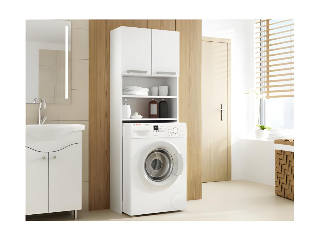 Vente Unique COMO - Meuble Pour Machine à Laver - 64x183x30cm - Rangement Espace Buanderie Lave Linge Salle De Bains - Style Moderne