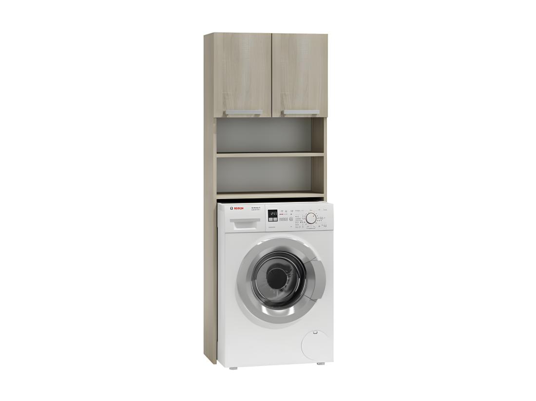 vente unique COMO - Meuble pour machine à laver - 64x183x30cm - Rangement espace buanderie lave linge salle de bains - Style moderne