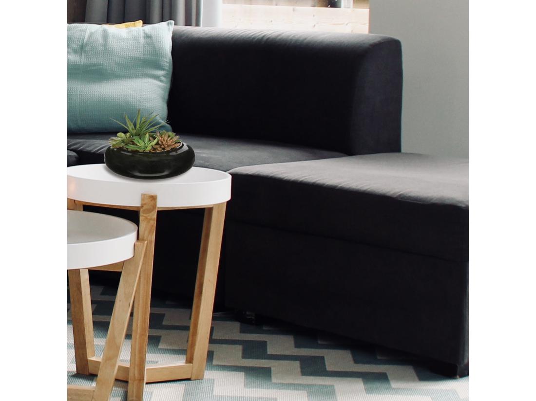 Vente Unique Composition Florale "Vase Céramique" 20cm Noir