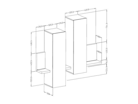 Vente Unique Composition Murale BERGAME – LED – Chêne Et Gris – Design Moderne