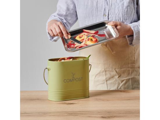 vente unique Composteur de cuisine ovale en métal avec filtre 3 litres