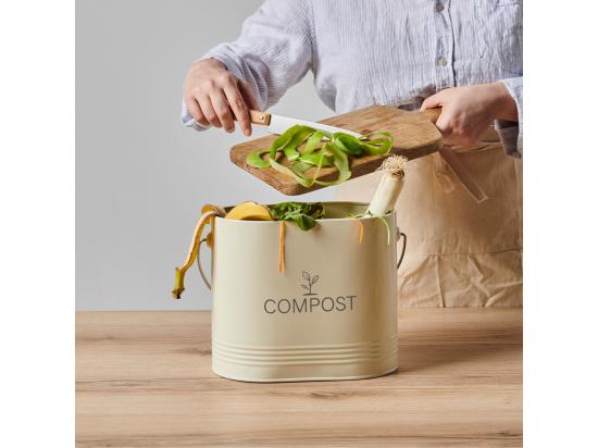 vente unique Composteur de cuisine ovale en métal avec filtre 3 litres