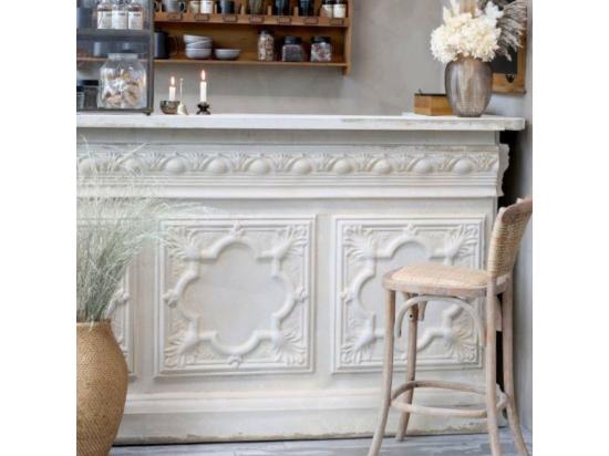 vente unique Comptoir vintage avec étagère en fer blanc crème 217 x 76 x 118 cm