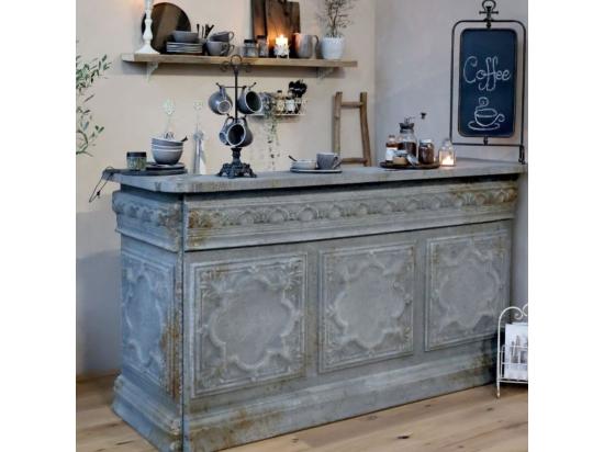 Vente Unique Comptoir Vintage Avec étagère En Fer Gris Antique 217 X 76 X 118 Cm