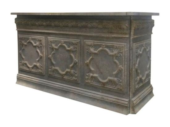 vente unique Comptoir vintage avec étagère en fer gris antique 217 x 76 x 118 cm