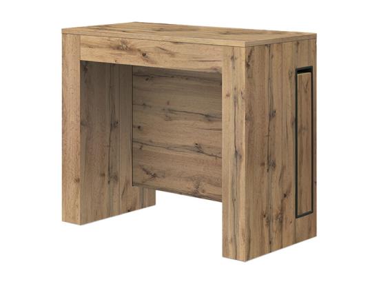 vente unique Console à rallonge en bois finition chêne rustique 90×45-90×295 cm - GAIOLE