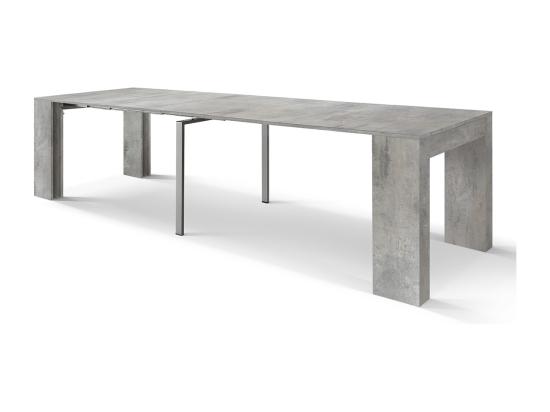 Vente Unique Console à Rallonge En Bois Finition Gris Ciment 90×45-90×300 Cm - LERICI