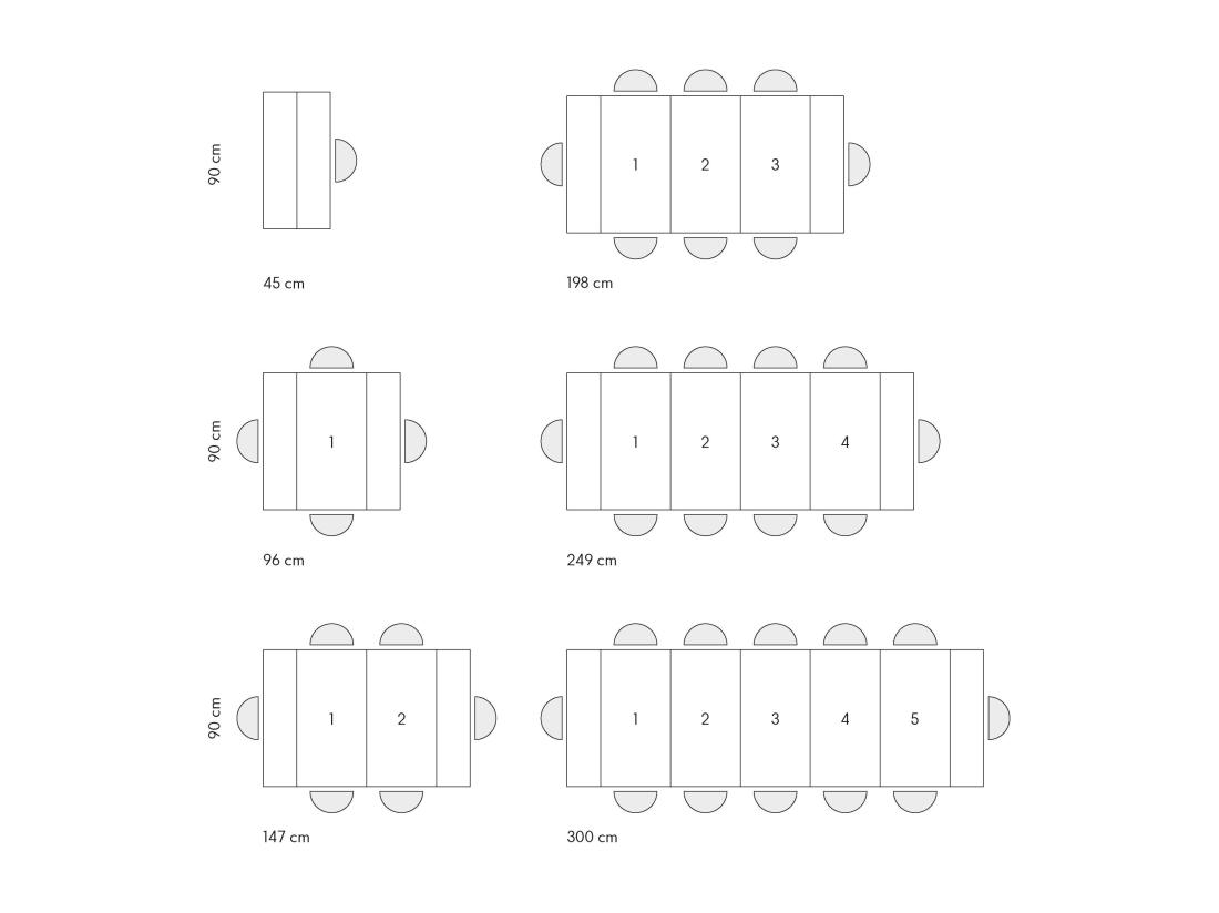 Vente Unique Console à Rallonge En Bois Finition Gris Ciment 90×45-90×300 Cm - LERICI
