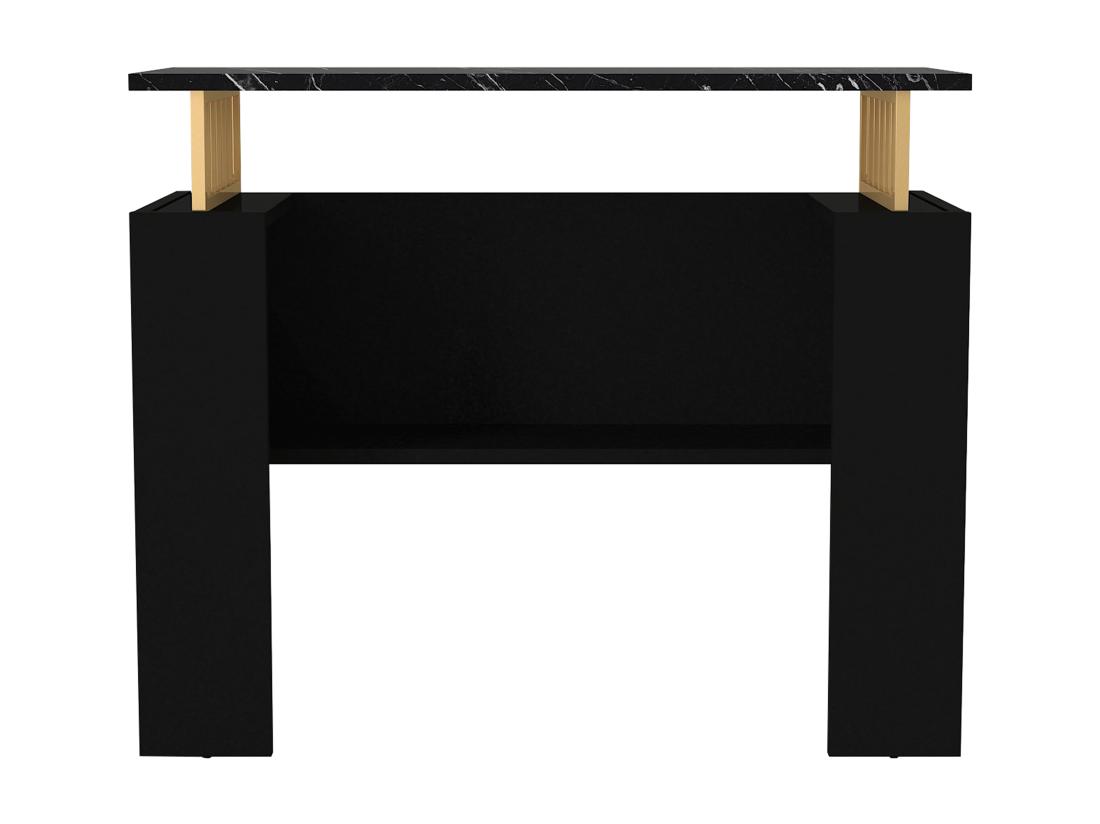 Vente Unique Console Avec 1 étagère - Effet Marbre Noir Et Doré - LIRIONA