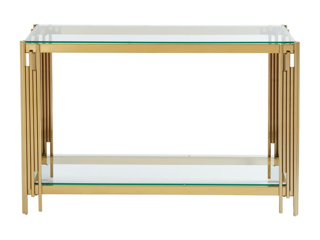 Vente Unique Console Avec 1 étagère En Verre Trempé Et Acier Inoxydable - Doré - NOMELANO De Pascal MORABITO