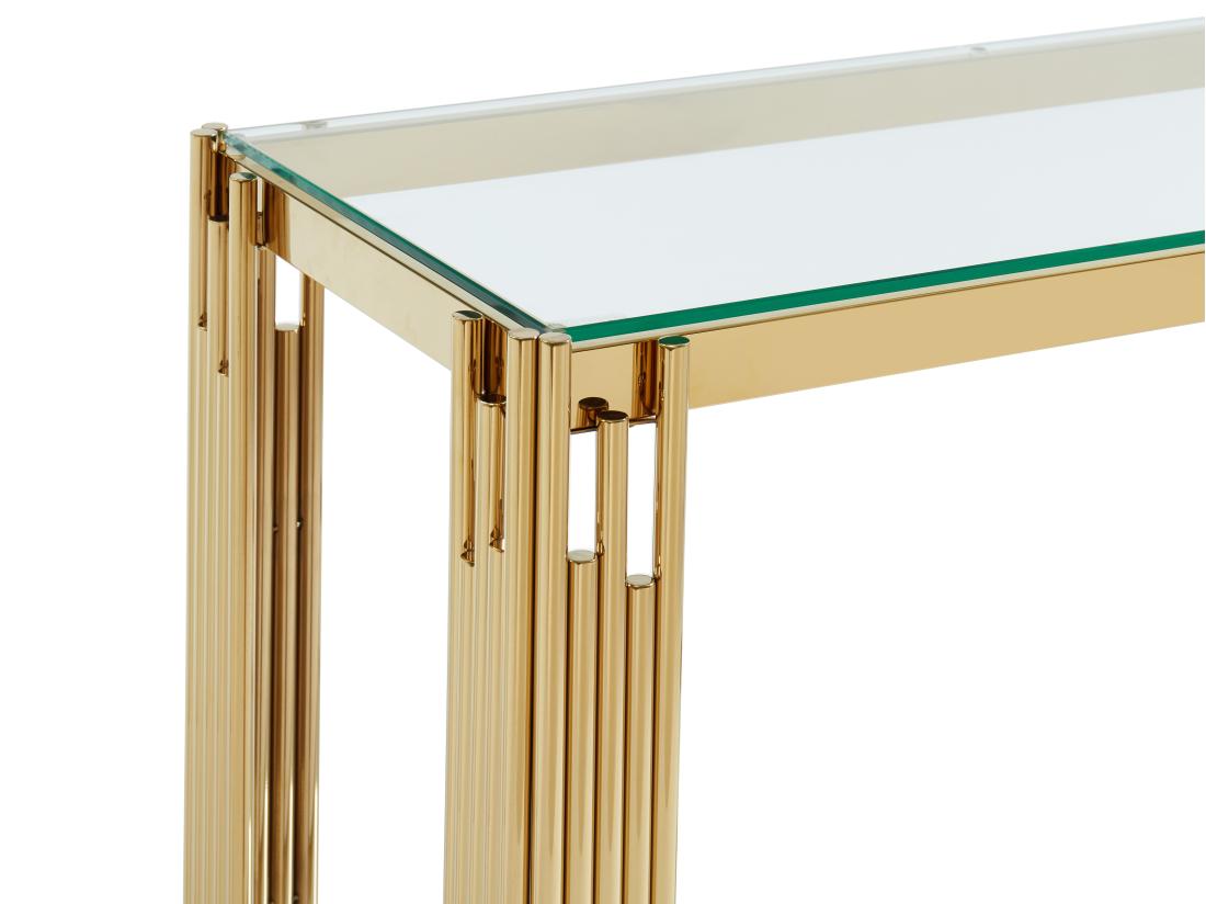 Vente Unique Console Avec 1 étagère En Verre Trempé Et Acier Inoxydable - Doré - NOMELANO De Pascal MORABITO