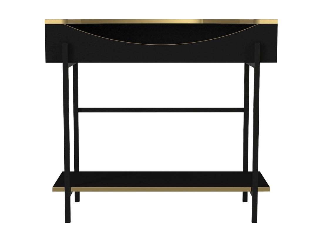 Vente Unique Console Avec 1 étagère Et 1 Niche - Noir Et Doré - MERIOVA